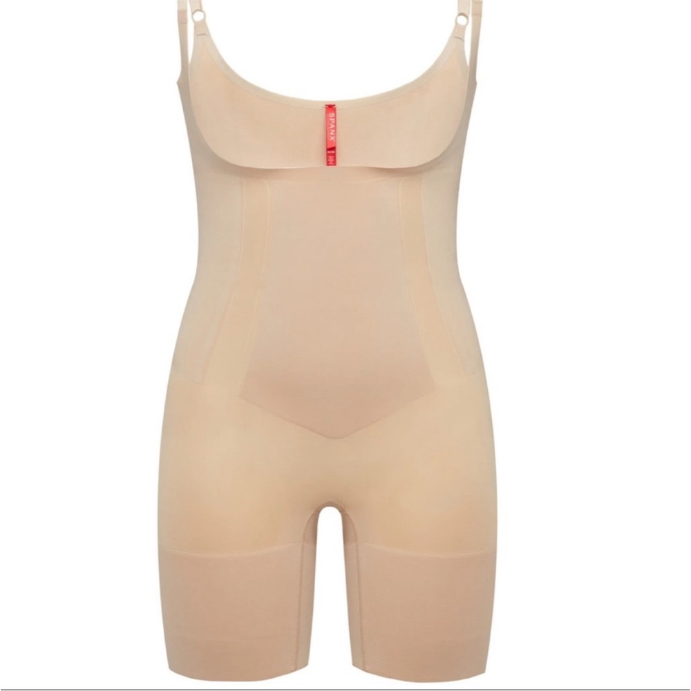 🆕 NWT SPANX OnCore Open-Bust Mid-Thigh Bodysuit in Nude Sz